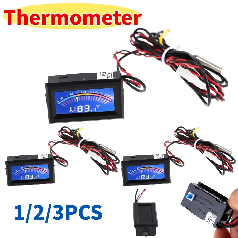 Digital Thermometer LCD Display Temperature Display Meter 4 Pin Power Supply PC Case Incubator Temp Meter for Computer Laptop
