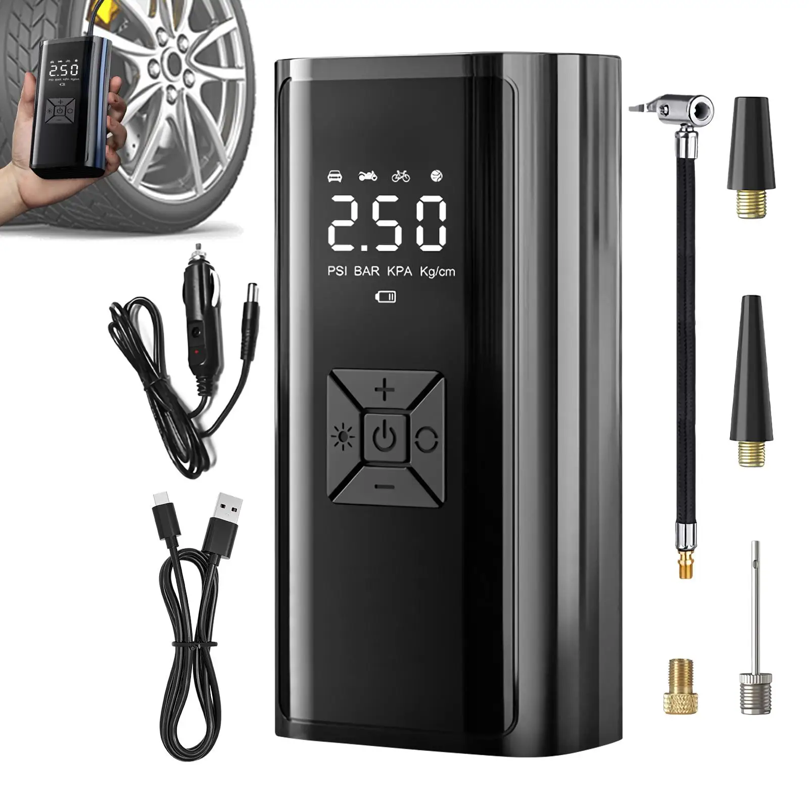 Car Air Pump, Portable Wireless Digital Display Car Air Pump, Multifunctional Electric Air Pump for Car SUV Sedan RV Bike
Car Air Pump, Portable Wireless Digital Display Car Air Pump, Multifunctional Electric Air Pump for Car SUV Sedan RV Bike