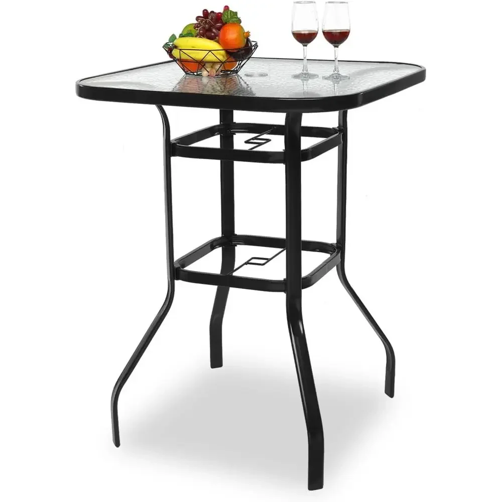 Black Metal Outdoor Bar Table with Umbrella Hole, High Top Patio Furniture for Relaxation and Entertaining
Black Metal Outdoor Bar Table with Umbrella Hole, High Top Patio Furniture for Relaxation and Entertaining