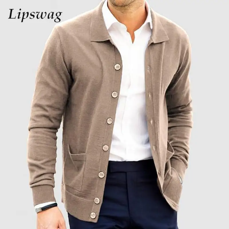 Spring Autumn Mens Casual Sweatercoats Stylish Solid Color Button-up Lapel Knit Cardigan Tops Men Fashion Slim Knitted Jackets
Spring Autumn Mens Casual Sweatercoats Stylish Solid Color Button-up Lapel Knit Cardigan Tops Men Fashion Slim Knitted Jackets