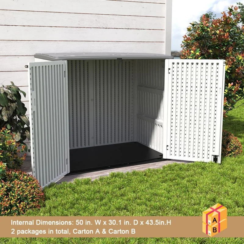 TTX Horizontal Outdoor Storage Shed,47 Cu.ft Resin Outdoor Storage Cabinet Waterproof for Garden/Patio/QZ
TTX Horizontal Outdoor Storage Shed,47 Cu.ft Resin Outdoor Storage Cabinet Waterproof for Garden/Patio/QZ