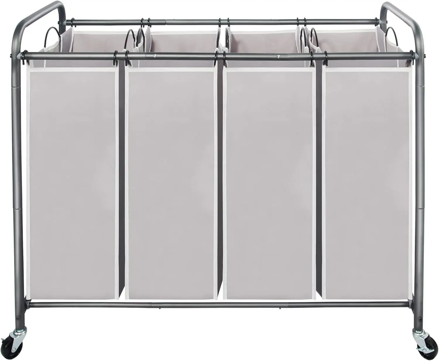 4 Section Laundry Sorter with Removable Bags and Lockable Wheels for Sorting Clothes in Bedroom or Closet, Gray
4 Section Laundry Sorter with Removable Bags and Lockable Wheels for Sorting Clothes in Bedroom or Closet, Gray