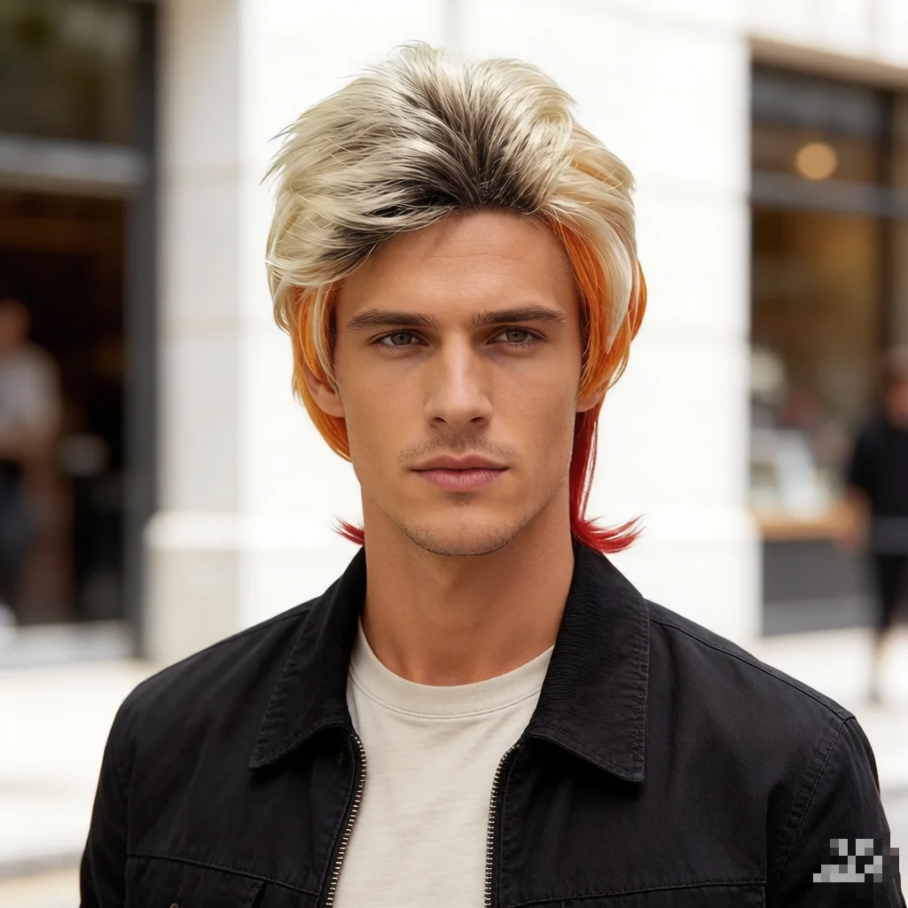 Gradient Blonde Orange Red Mullet Synthetic Wig, Men Shaggy Layered Wolf Cut for Anime Cosplay Punk Daily Street Outfits
Gradient Blonde Orange Red Mullet Synthetic Wig, Men Shaggy Layered Wolf Cut for Anime Cosplay Punk Daily Street Outfits