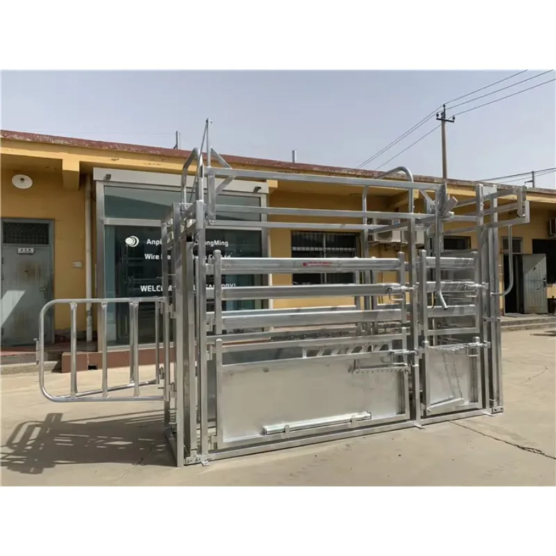 Veterinary Cattle Restraint Chute with Anti-Kick Design and Adjustable Bovine Head Gate for Ranches