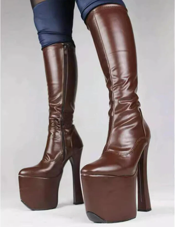 Super Sexy Ultra Platform Knee Boots 20CM High Heels Women Brown Black Matte Night Club Performance Boots Para Mujere
Super Sexy Ultra Platform Knee Boots 20CM High Heels Women Brown Black Matte Night Club Performance Boots Para Mujere