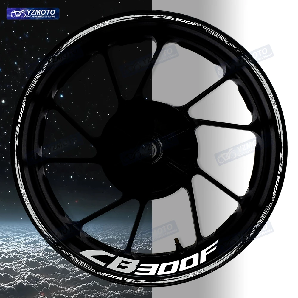 For Honda CB300F Motorcycle 17 Inch Front And Rear Wheel Sticker Hub Decal Racing Reflective Waterproof Decorative Rim Stickers