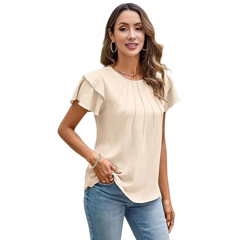 Women Dressy Casual Tops Business Work Blouses Summer Shirts Short Sleeve Crew Neck Outfits 2025
Women Dressy Casual Tops Business Work Blouses Summer Shirts Short Sleeve Crew Neck Outfits 2025