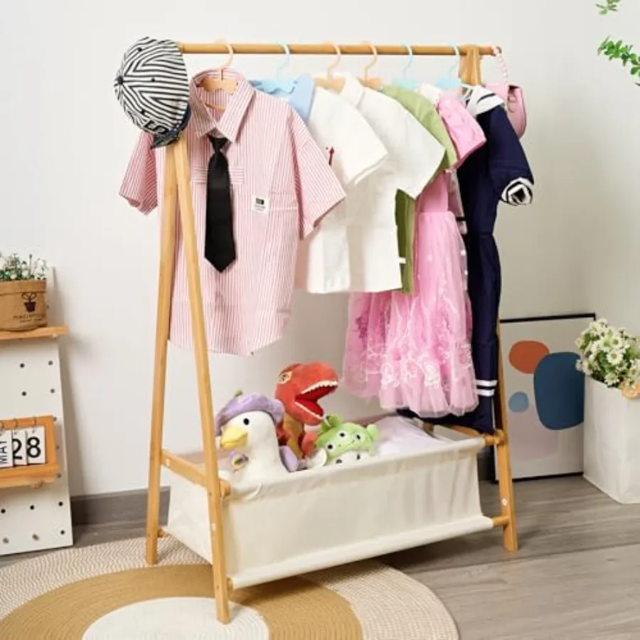 Bamboo Clothing Rack with Storage Box - Foldable, Dress Up Rack with Hooks and Rod, Organize Dress Up Storage and School Unifor
Bamboo Clothing Rack with Storage Box - Foldable, Dress Up Rack with Hooks and Rod, Organize Dress Up Storage and School Unifor