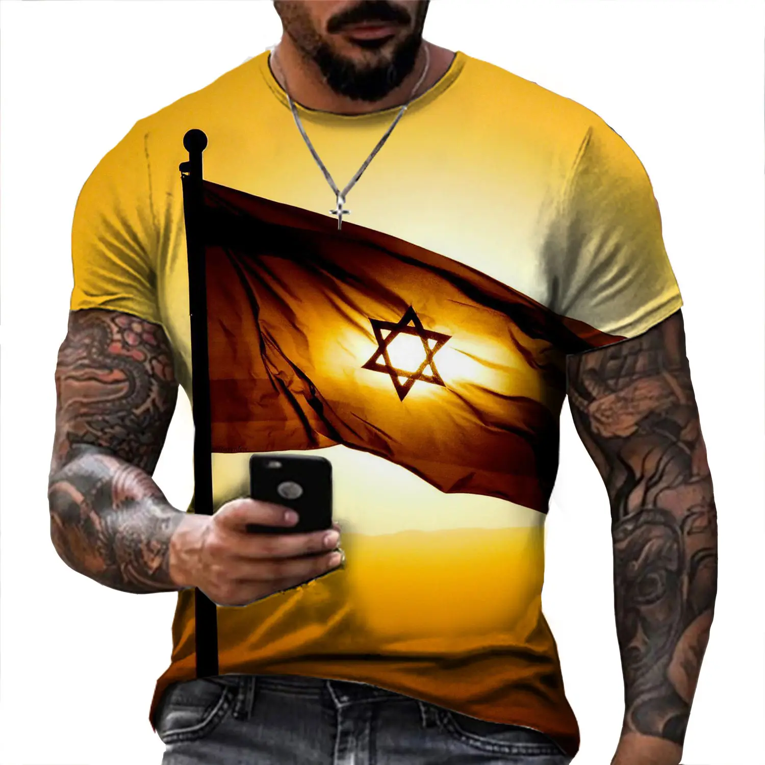Summer Men'S T-Shirt Flag Pentacle Trend Hip Hop Personality 3d Printed O Collar Short Sleeve Shirt High Quality Top Clothing
Summer Men'S T-Shirt Flag Pentacle Trend Hip Hop Personality 3d Printed O Collar Short Sleeve Shirt High Quality Top Clothing