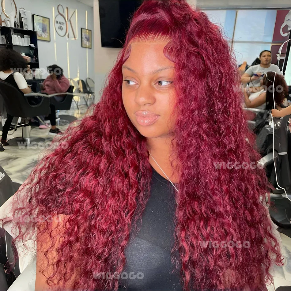 99J Burgundy 13x6 Hd Lace Frontal 100% Human Hair Wig Red Colored 13x4 Transparent 30 40 Inch Curly Deep Wave Lace Frontal Wig
99J Burgundy 13x6 Hd Lace Frontal 100% Human Hair Wig Red Colored 13x4 Transparent 30 40 Inch Curly Deep Wave Lace Frontal Wig