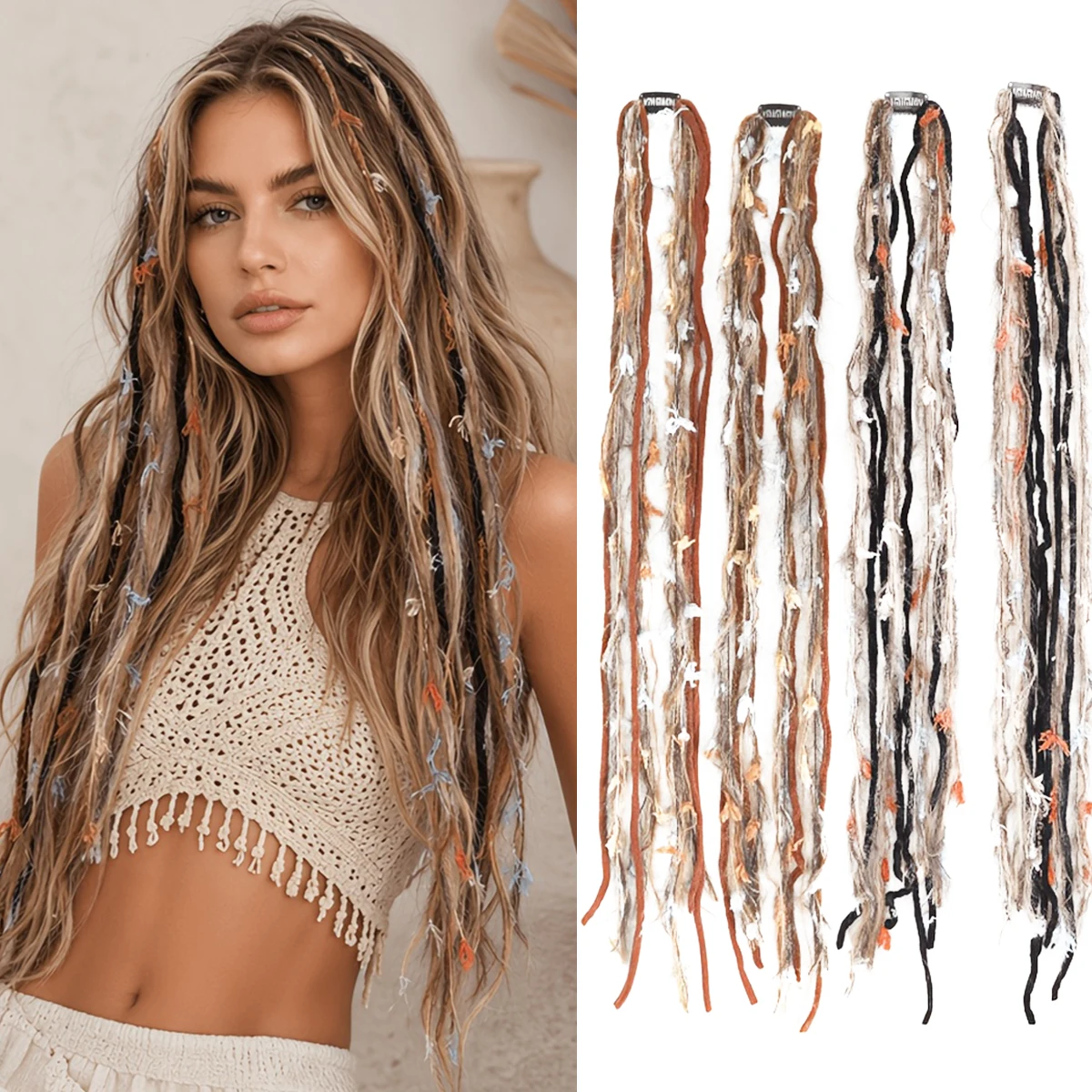 Clip In Dreadlock Hair Extensions Bohemian Frayed Wispy Thin Synthetic Boho Braids For Women Daily Rave Party Hairstyle
Clip In Dreadlock Hair Extensions Bohemian Frayed Wispy Thin Synthetic Boho Braids For Women Daily Rave Party Hairstyle