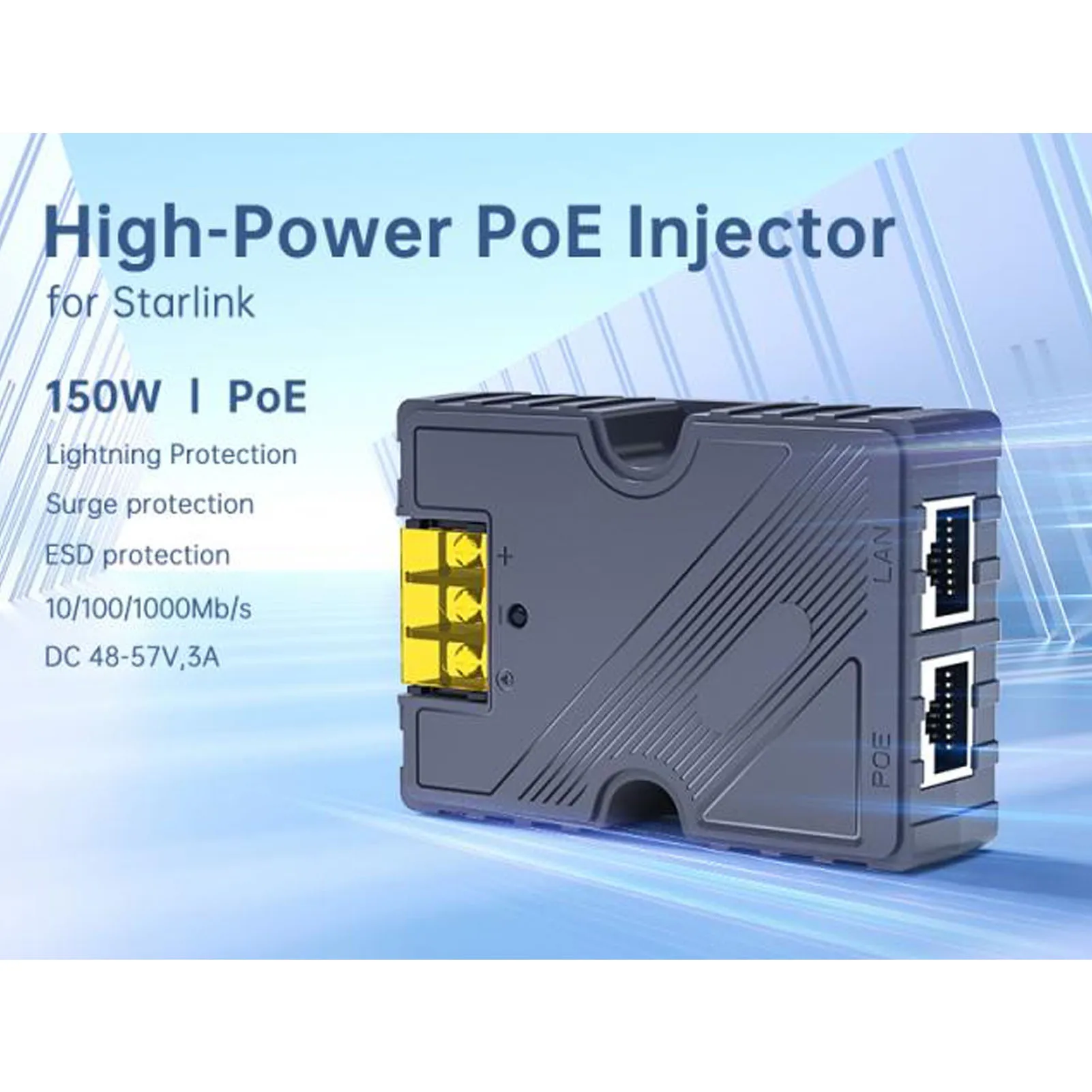Passive PoE Injector PoE Injector ESD Guard Efficient Power Management DC48‑57V with High Speed Network for Satellite
Passive PoE Injector PoE Injector ESD Guard Efficient Power Management DC48‑57V with High Speed Network for Satellite