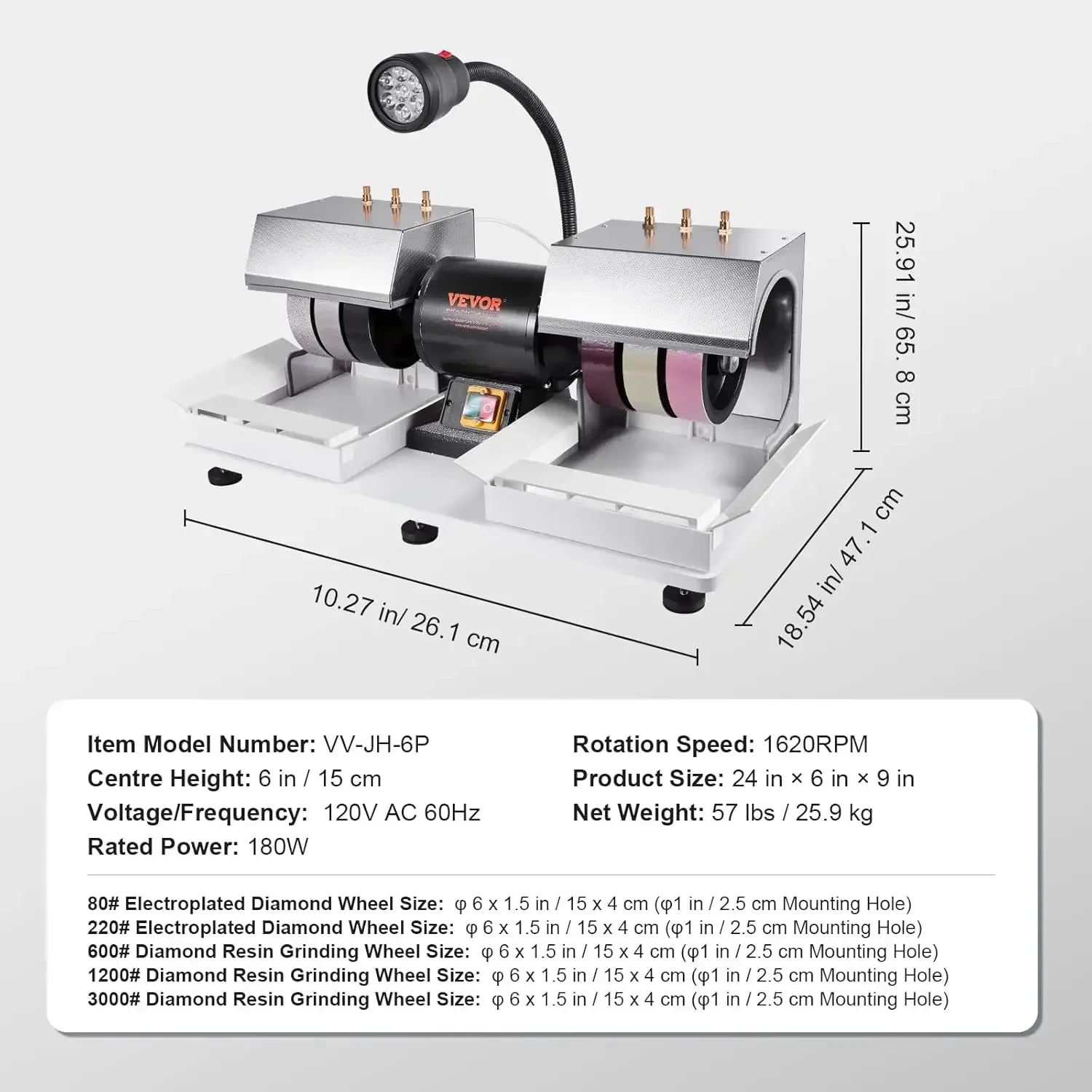 Бестселлер: Эффективная шлифовально-полировальная машина для камня 6 дюймов, 1/4 л.с., 1800 об/мин, с лампой и водяным насосом, для огранки драгоценных камней
Бестселлер: Эффективная шлифовально-полировальная машина для камня 6 дюймов, 1/4 л.с., 1800 об/мин, с лампой и водяным насосом, для огранки драгоценных камней