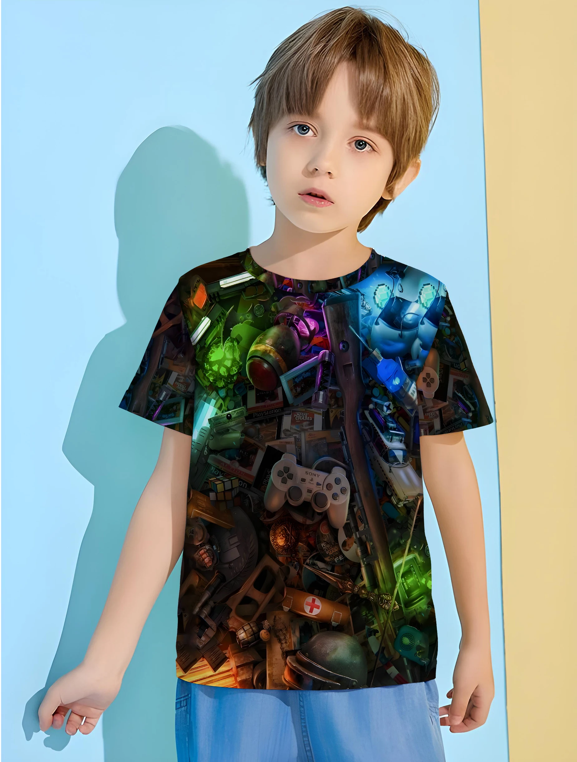 Colorful Gamepad Anime T-shirt for a Boy Baby Boys Clothing Top Clothes for Children Tops Kids Summer Clothes Children's Blouse
Colorful Gamepad Anime T-shirt for a Boy Baby Boys Clothing Top Clothes for Children Tops Kids Summer Clothes Children's Blouse