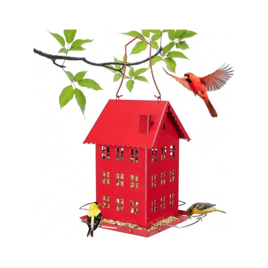 【New Arrival】Red House-Shaped Metal Bird Feeder, Hanging Seed Dispenser with Perches for Backyard Wild Birds
【New Arrival】Red House-Shaped Metal Bird Feeder, Hanging Seed Dispenser with Perches for Backyard Wild Birds