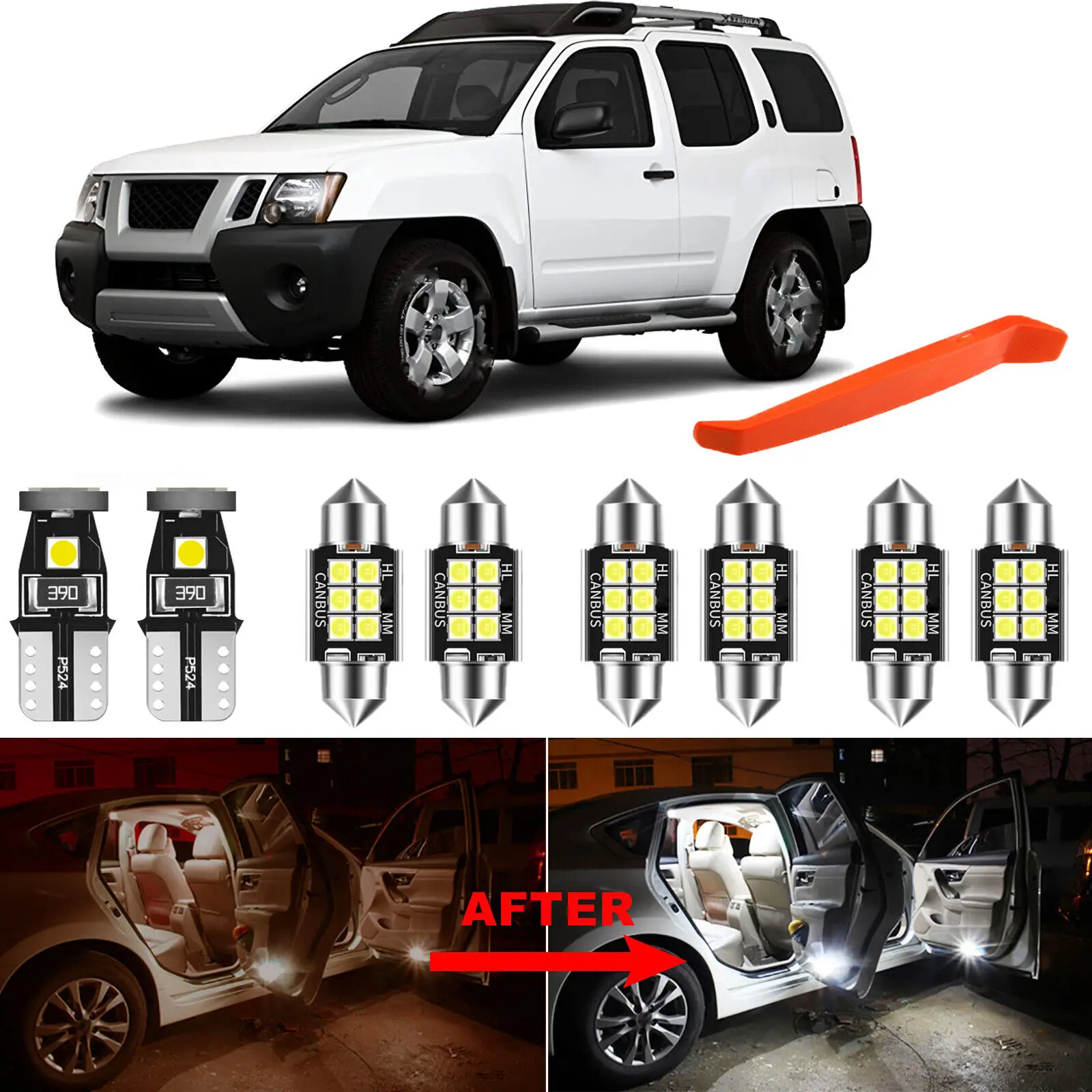 Winetis 8Pcs 6000K White LED Lights Bulb Interior Package Kit For 2005-2014 Nissan Xterra + Free Tool
Winetis 8Pcs 6000K White LED Lights Bulb Interior Package Kit For 2005-2014 Nissan Xterra + Free Tool