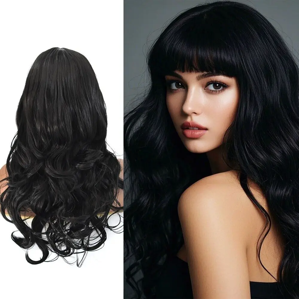 Full Wigs for Women Long Wavy Women Wig Bangs Synthetic Black Brown Hair 66cm US
Full Wigs for Women Long Wavy Women Wig Bangs Synthetic Black Brown Hair 66cm US