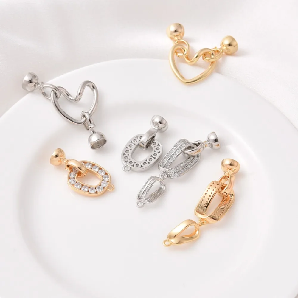 18K Gold-encrusted Zircon Heart Pearl Clasp Handmade Diy Necklace Ending Clasp Bracelet Platinum Connecting Clasp
18K Gold-encrusted Zircon Heart Pearl Clasp Handmade Diy Necklace Ending Clasp Bracelet Platinum Connecting Clasp