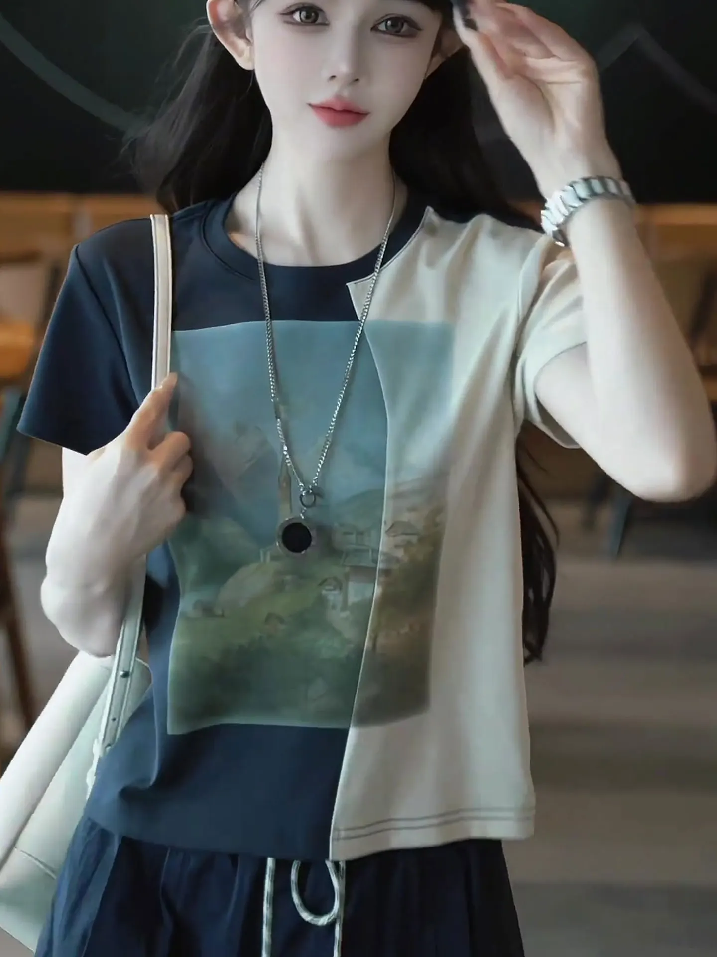 Футболка Ele round Ne Overhead из чистого хлопка, дышащая, с коротким рукавом, с принтом, в корейском стиле, для повседневной носки, прямого кроя
Футболка Ele round Ne Overhead из чистого хлопка, дышащая, с коротким рукавом, с принтом, в корейском стиле, для повседневной носки, прямого кроя