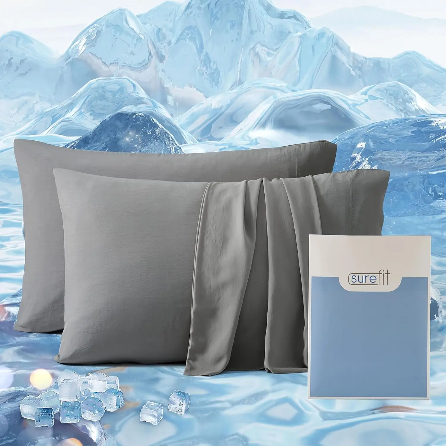 Cooling Pillowcase Set of 2 for Hot Sleepers, Crisp Silky Queen Size 20x30 Inches
Cooling Pillowcase Set of 2 for Hot Sleepers, Crisp Silky Queen Size 20x30 Inches