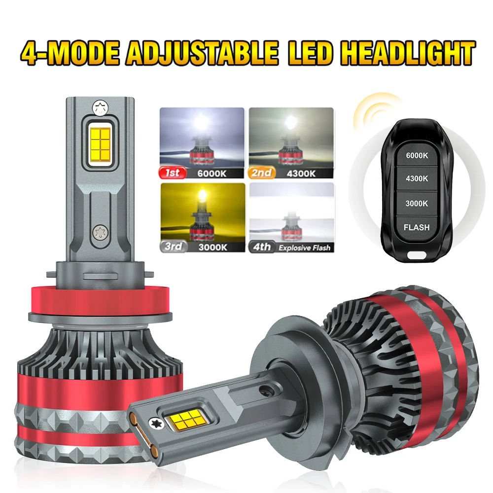 9800W High Power LED Tri-Color LED Headlights with Remote H1 H11 9005 9006 H7 LED Blud H4 Canbus & Cooling Fan Cars Accessories
9800W High Power LED Tri-Color LED Headlights with Remote H1 H11 9005 9006 H7 LED Blud H4 Canbus & Cooling Fan Cars Accessories