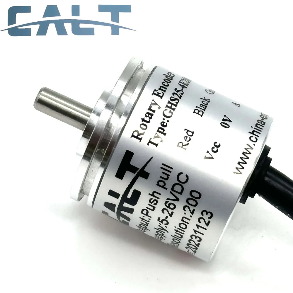 Оптический энкодер CALT ABZ GHS25 с цельным валом 4 мм, 100/200/400/500/1000 импульсов на оборот, Push-Pull, 5-26В
Оптический энкодер CALT ABZ GHS25 с цельным валом 4 мм, 100/200/400/500/1000 импульсов на оборот, Push-Pull, 5-26В