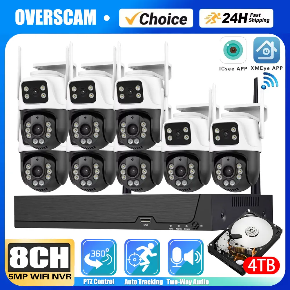 Overscam Wireless CCTV System WiFi Camera Kit 6MP IP Camera With Auto Track Security Audio 8CH NVR Video Surveillance Set ICsee
Overscam Wireless CCTV System WiFi Camera Kit 6MP IP Camera With Auto Track Security Audio 8CH NVR Video Surveillance Set ICsee