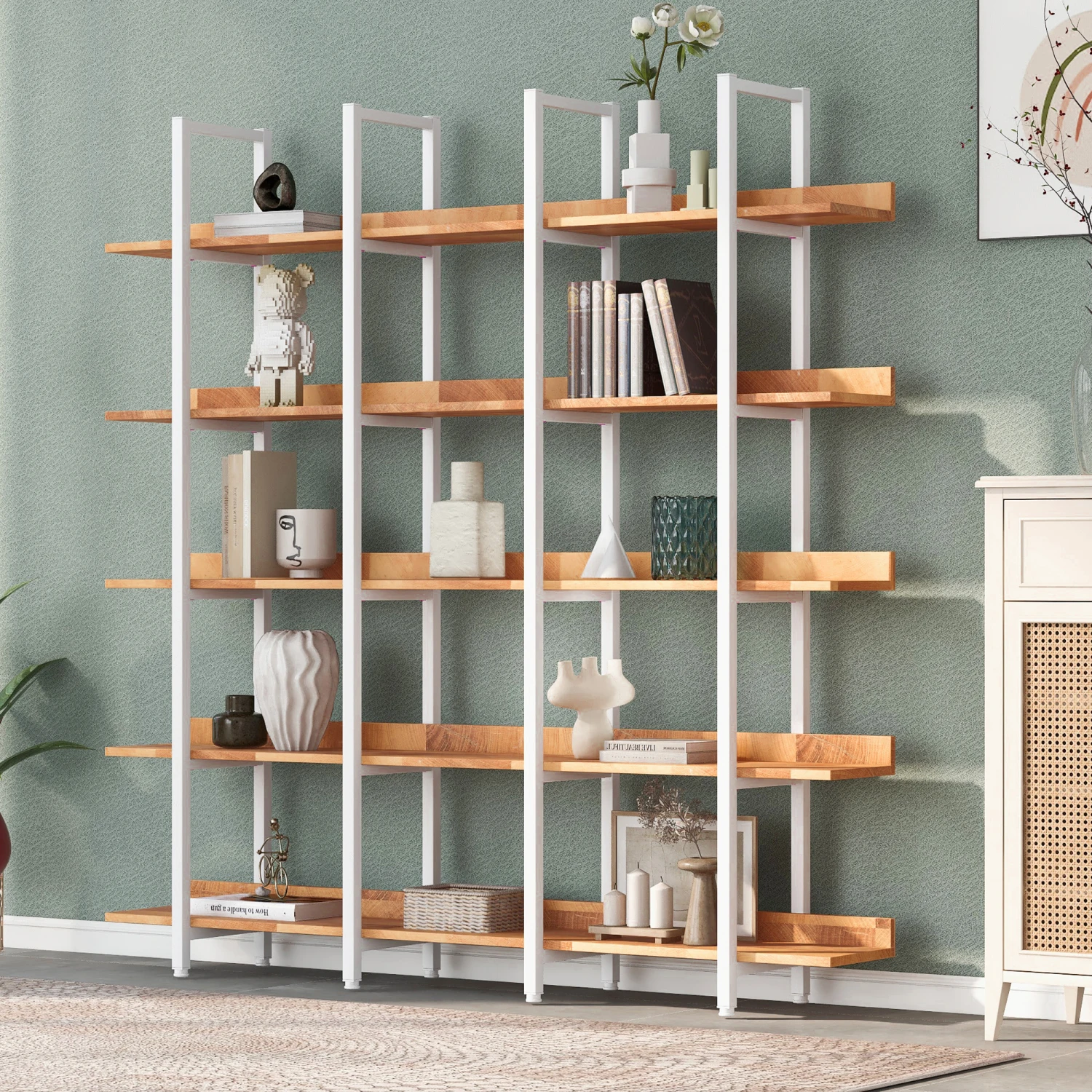 Vintage Industrial 5 Tier Bookcase, Open Bookshelf, MDF Board, White Metal Frame, Brown Color
Vintage Industrial 5 Tier Bookcase, Open Bookshelf, MDF Board, White Metal Frame, Brown Color