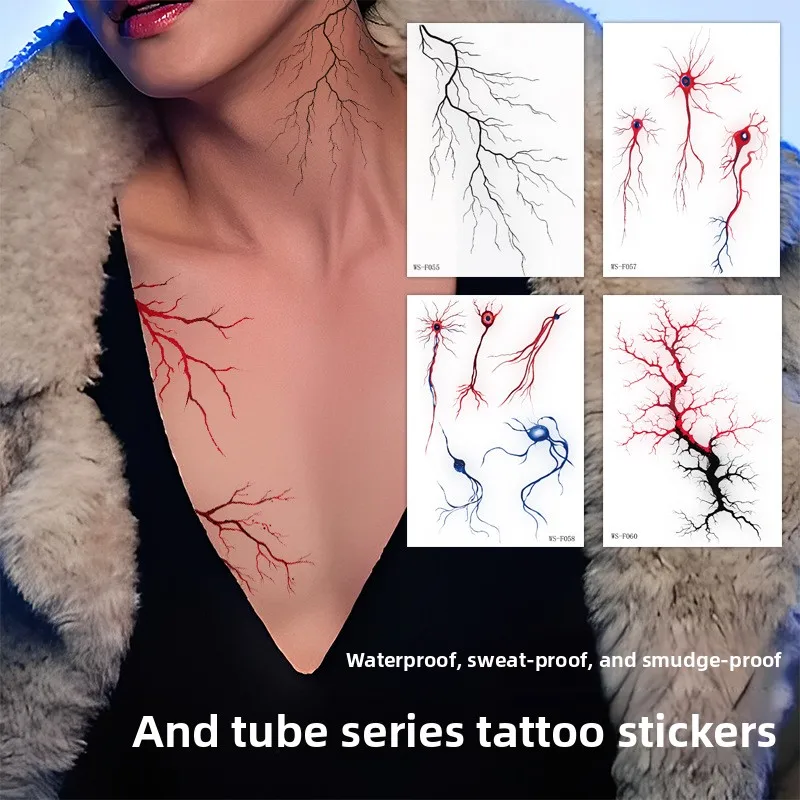 10pcs Halloween Blood Vessel Tattoo Stickers Waterproof Sweat Nervous System Lightning Shaped Temporary Tattoo Sticker 
10pcs Halloween Blood Vessel Tattoo Stickers Waterproof Sweat Nervous System Lightning Shaped Temporary Tattoo Sticker