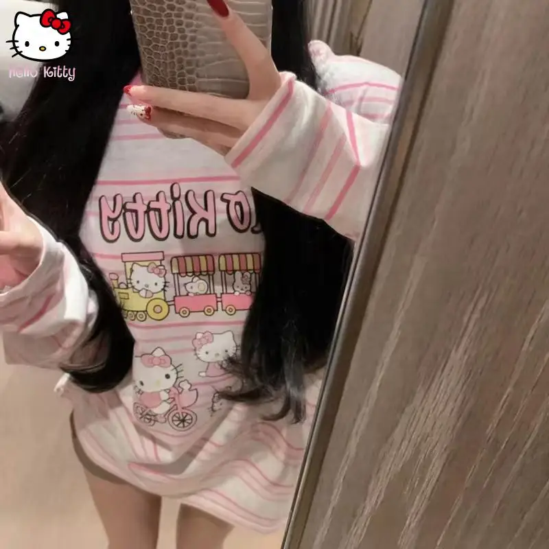 Sanrio аниме полосатые длинные футболки с принтом «Hello Kitty» Kawaii футболки с длинными рукавами и круглым вырезом топы в стиле Харадзюку Y2K женская одежда с героями мультфильмов
Sanrio аниме полосатые длинные футболки с принтом «Hello Kitty» Kawaii футболки с длинными рукавами и круглым вырезом топы в стиле Харадзюку Y2K женская одежда с героями мультфильмов