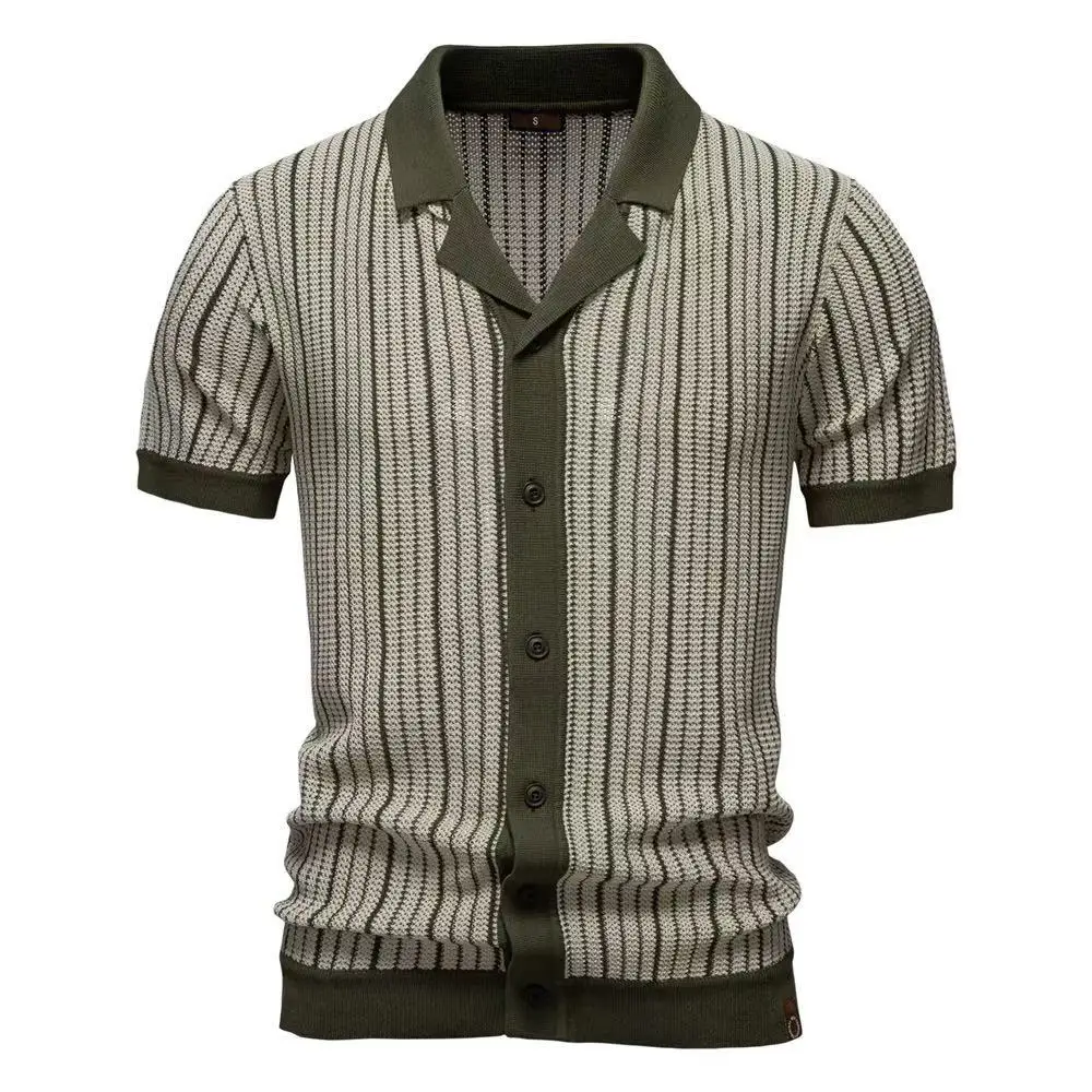 Men's 2026 New Arrival Cuban Collar Vertical Striped Hollow Out Knit Cardigan Polo Shirt Breathable Casual Summer Daily Wear Top
Men's 2026 New Arrival Cuban Collar Vertical Striped Hollow Out Knit Cardigan Polo Shirt Breathable Casual Summer Daily Wear Top