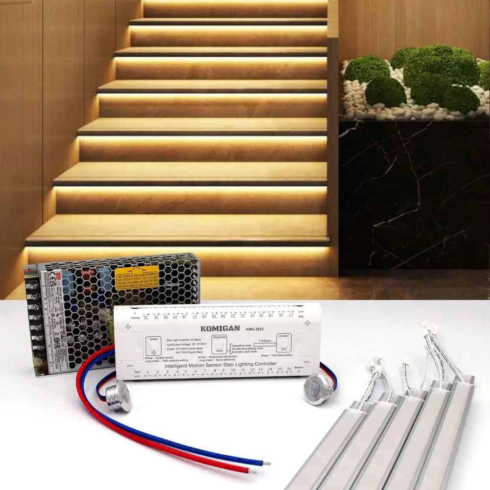 Intelligent Motion Sensor Cascading Style LED Stair Lighting Kit KMG-3233, 23.6 Inch (60 cm) Length Aluminum LED Light Bar (Warm
Intelligent Motion Sensor Cascading Style LED Stair Lighting Kit KMG-3233, 23.6 Inch (60 cm) Length Aluminum LED Light Bar (Warm