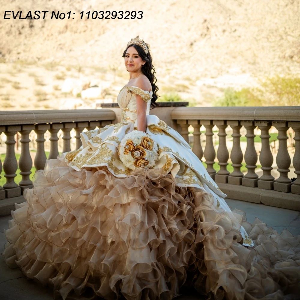 EVLAST Customized Champagne Quinceanera Dress Ball Gown Gold Lace Applique Beading Ruffles Sweet 16 Vestidos De 15 Anos E1QN828
EVLAST Customized Champagne Quinceanera Dress Ball Gown Gold Lace Applique Beading Ruffles Sweet 16 Vestidos De 15 Anos E1QN828