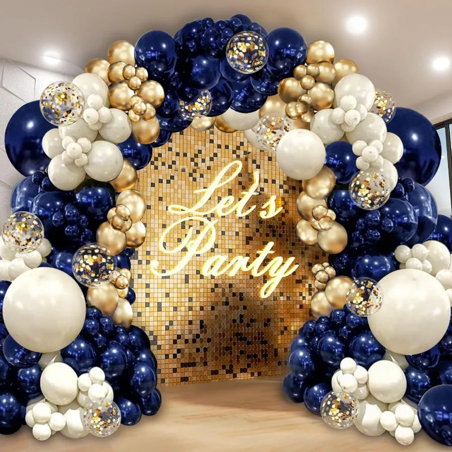 Navy Blue Gold Balloon Garland Arch Kit Double Stuffed Pearl White Royal Blue Chrome Gold with Confetti Balloons for New Year G
Navy Blue Gold Balloon Garland Arch Kit Double Stuffed Pearl White Royal Blue Chrome Gold with Confetti Balloons for New Year G