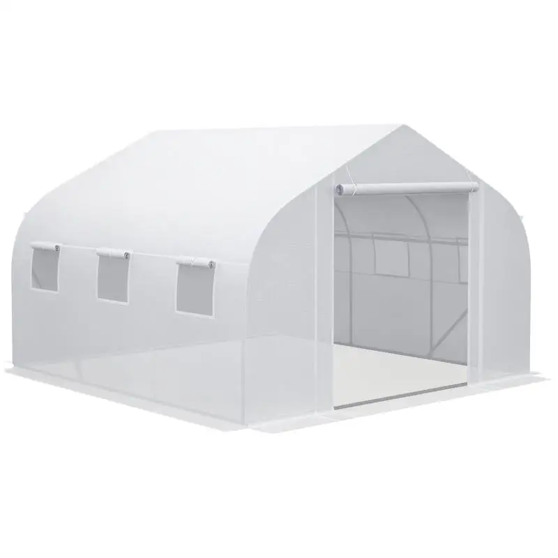 11.5' x 10' x 6.5' Walk-in Greenhouse, Tunnel Green House with Zippered Mesh Door and 6 Mesh Windows, Gardening Plant Hot House with Galvanized Steel Frame, White
11.5' x 10' x 6.5' Walk-in Greenhouse, Tunnel Green House with Zippered Mesh Door and 6 Mesh Windows, Gardening Plant Hot House with Galvanized Steel Frame, White