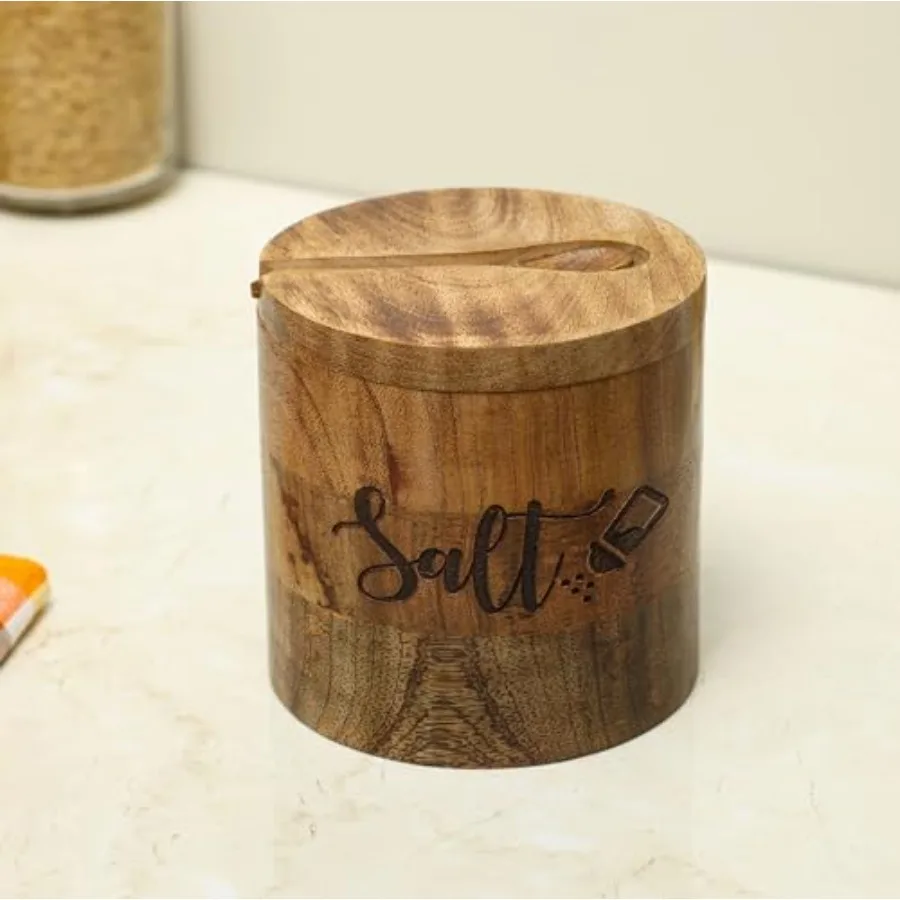 Wooden Salt Box with Magnetic Lid with Attached Spoon on Top 800 ML Round Salt Container Bowl Pot Jar Salt Box Mango Wood for D
Wooden Salt Box with Magnetic Lid with Attached Spoon on Top 800 ML Round Salt Container Bowl Pot Jar Salt Box Mango Wood for D