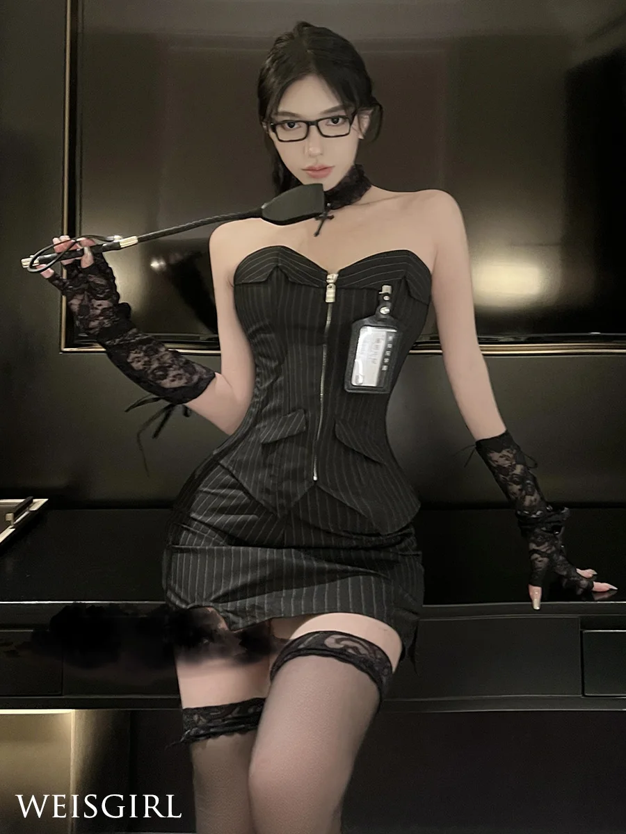 Weisgirl Sexy Office OL Secretary Uniform Small Chest Spicy Teacher Outfit Night Club Set Short Skirt Sleeveless Striped Pattern
Weisgirl Sexy Office OL Secretary Uniform Small Chest Spicy Teacher Outfit Night Club Set Short Skirt Sleeveless Striped Pattern