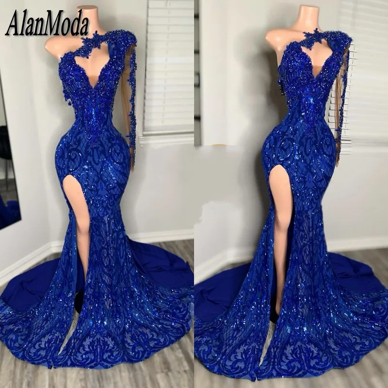 Royal Blue Sequin Prom Dresses Black Girls 2025 Crystal Mermaid Party Gowns Long Sleeves African Evening Dress Customized
Royal Blue Sequin Prom Dresses Black Girls 2025 Crystal Mermaid Party Gowns Long Sleeves African Evening Dress Customized