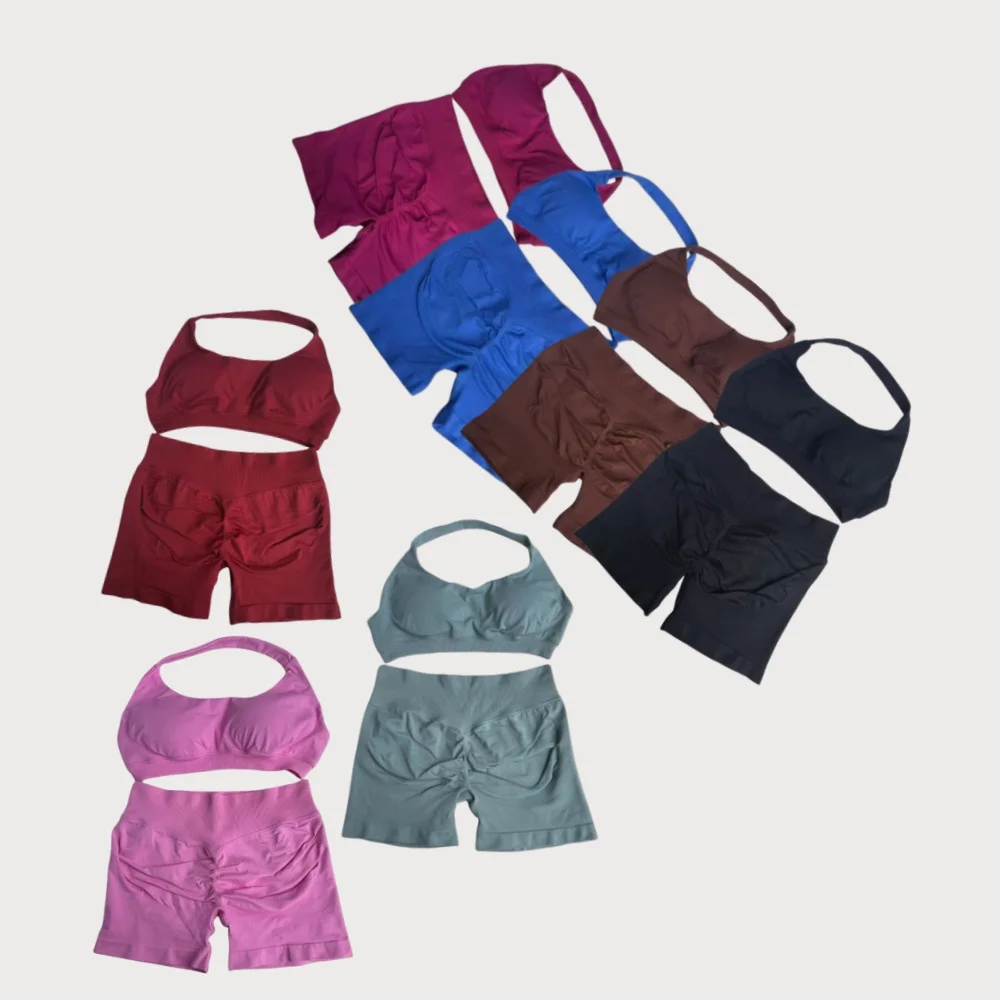 All season yoga fitness set, mid high waist tight fitting hip lifting shorts, sexy bra vest shorts two-piece set
All season yoga fitness set, mid high waist tight fitting hip lifting shorts, sexy bra vest shorts two-piece set