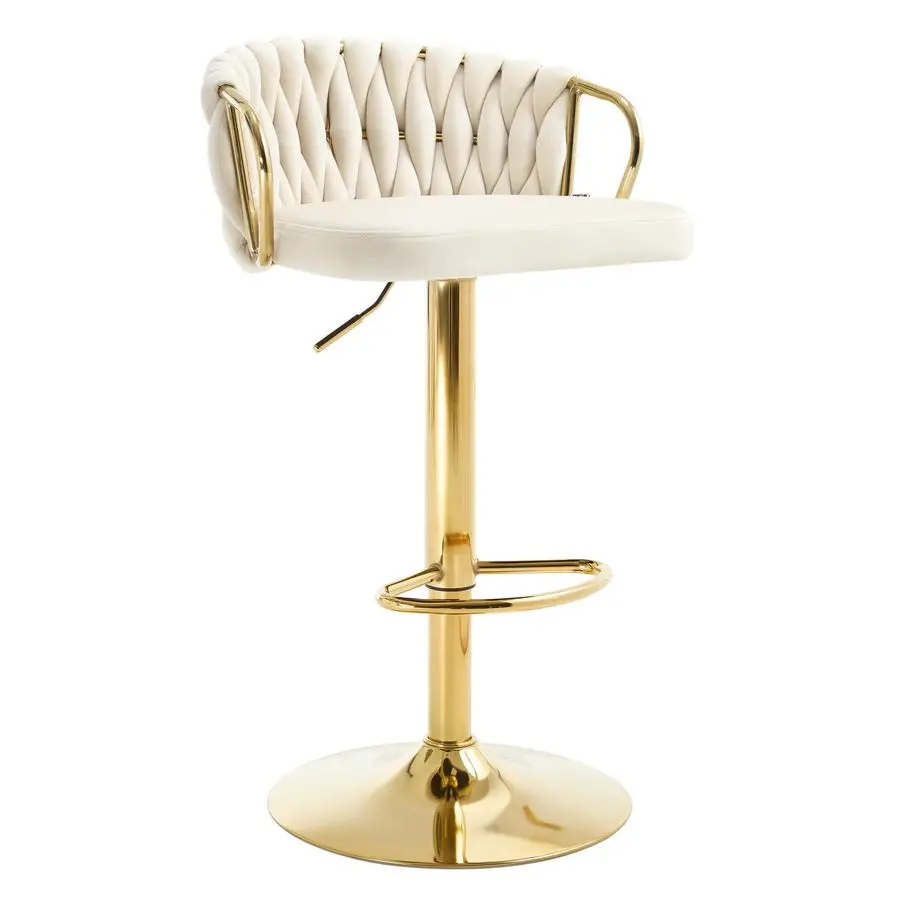 Breakfast Bar Stool, Kitchen Island Counter Barstool with Armrests and Footrest, Velvet, Cream
Breakfast Bar Stool, Kitchen Island Counter Barstool with Armrests and Footrest, Velvet, Cream