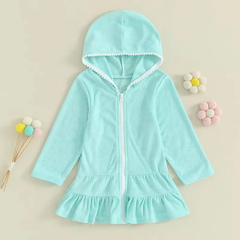 Baby Girls Hoodie Beach Dress Solid Color Ruffled Zipper Long Sleeves Dress Kids Casual Clothing 100-140cm
Baby Girls Hoodie Beach Dress Solid Color Ruffled Zipper Long Sleeves Dress Kids Casual Clothing 100-140cm