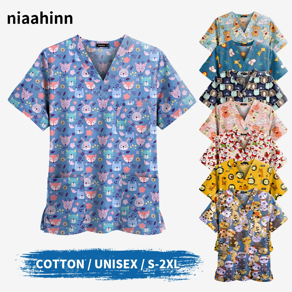 Women's Scrub Tops Cute Cartoon Printed V-Neck Scrubs Work T-shirts for Summer Pet Nursing Uniforms Women Tops Nurse Accessories
Women's Scrub Tops Cute Cartoon Printed V-Neck Scrubs Work T-shirts for Summer Pet Nursing Uniforms Women Tops Nurse Accessories