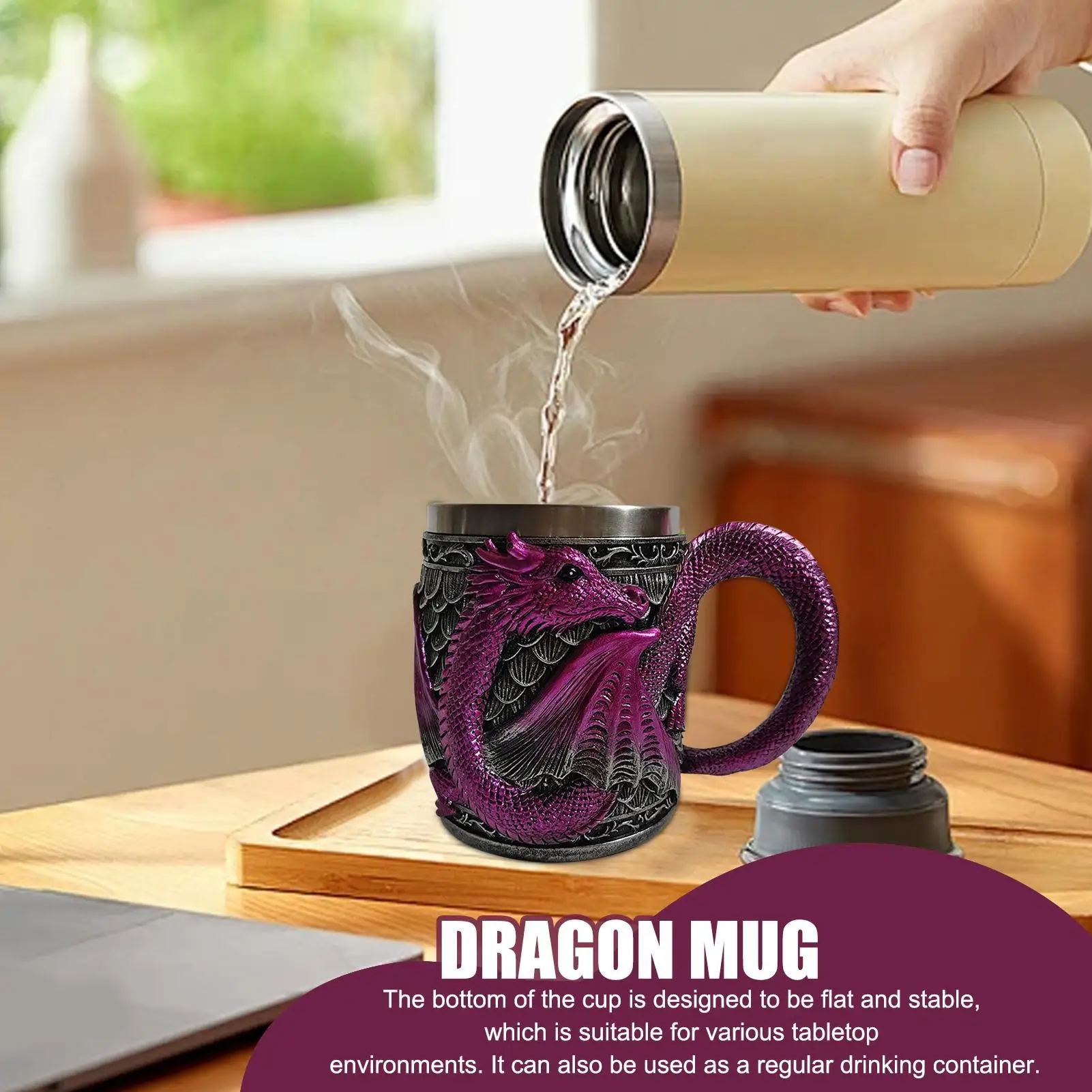 Novelty Tankard Mug Stainless Steel Resin Dragon Coffee Cup for Collectible Display Desk Decoration Study Breaks Theme Parties
Novelty Tankard Mug Stainless Steel Resin Dragon Coffee Cup for Collectible Display Desk Decoration Study Breaks Theme Parties