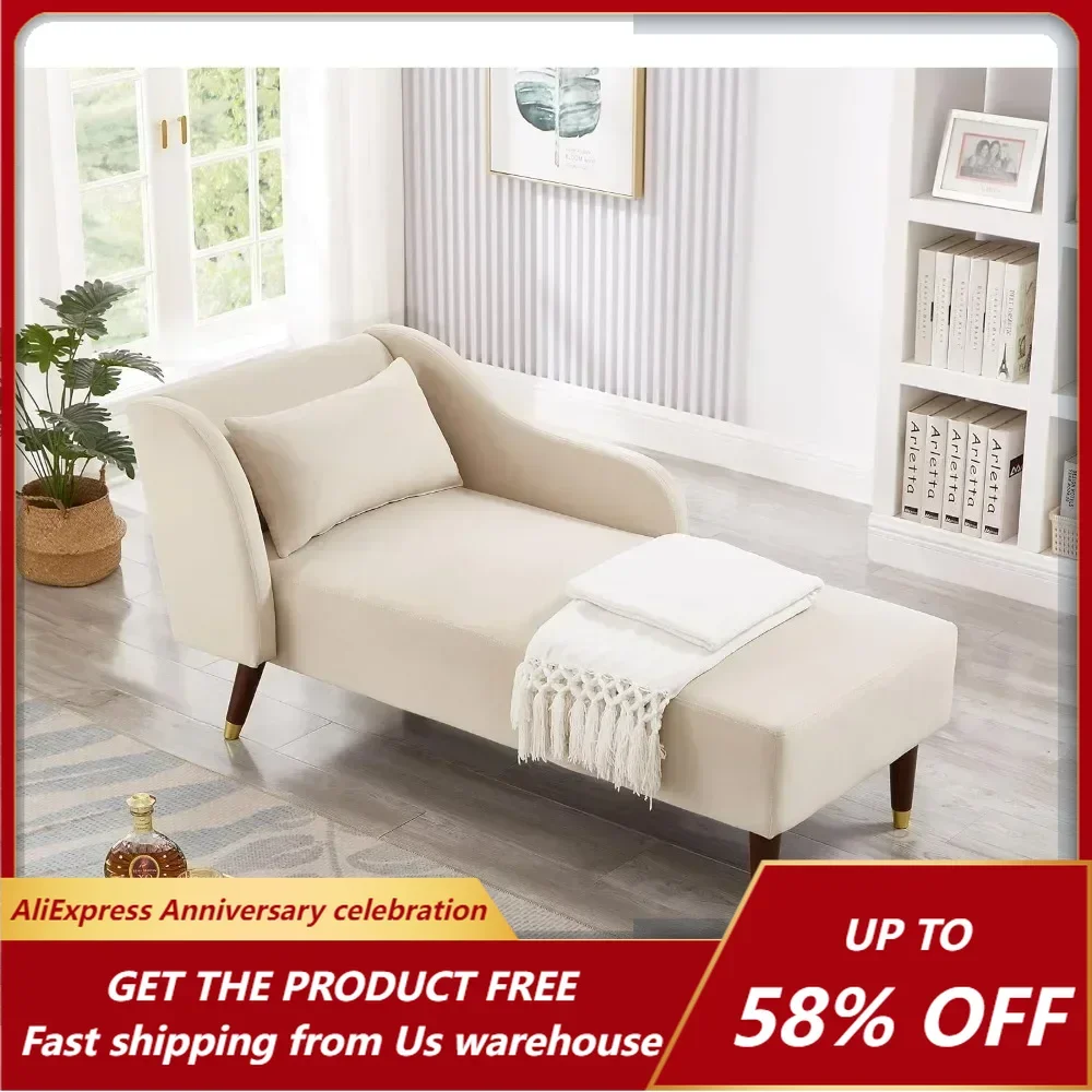 Chaise Lounge Indoor, Velvet Upholstered Lounge Chair with Pillow, Solid Wood Legs Modern Chaise Lounge Chair
Chaise Lounge Indoor, Velvet Upholstered Lounge Chair with Pillow, Solid Wood Legs Modern Chaise Lounge Chair