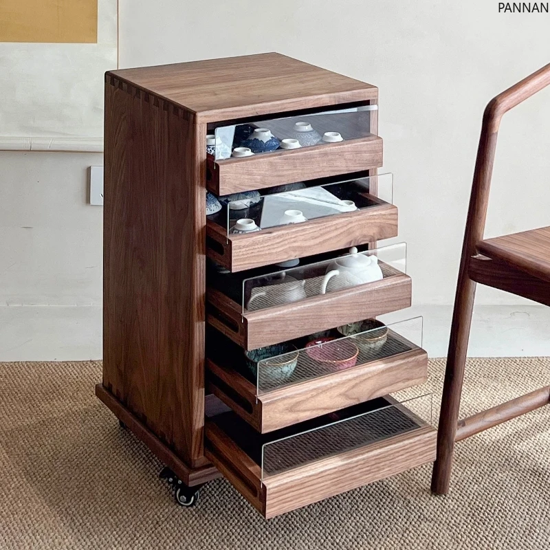Chinese tea room black walnut solid wood glass teacup with four layers of storage storage display cabinet
Chinese tea room black walnut solid wood glass teacup with four layers of storage storage display cabinet