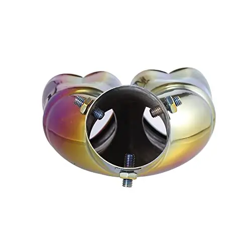 Stainless Steel Dual Outlet Heart-Style Exhaust Tip 63mm Inlet 2.5 Inch Bolt-On 8.7 Inch Length Multicolor Finish
Stainless Steel Dual Outlet Heart-Style Exhaust Tip 63mm Inlet 2.5 Inch Bolt-On 8.7 Inch Length Multicolor Finish