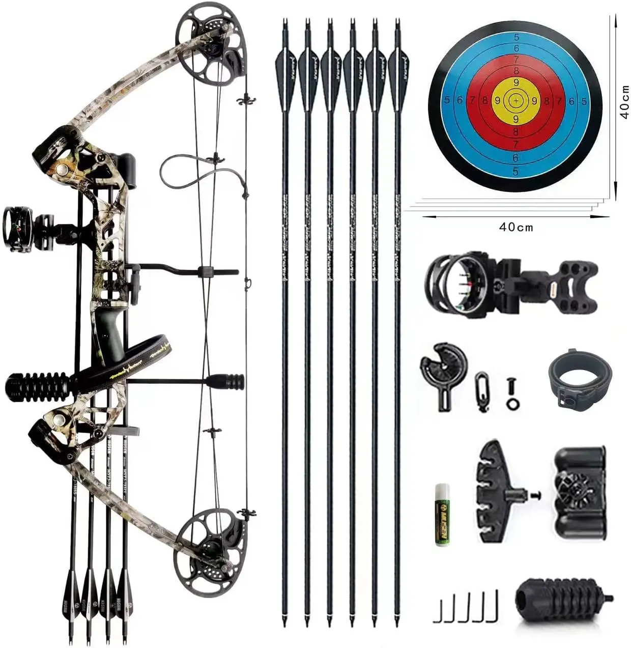 Сложный лук, вес 0–70 фунтов для начинающих и промежуточных лучников, полностью регулируемый, 19,25–31\\ дюйма, со всеми аксессуарами
Сложный лук, вес 0–70 фунтов для начинающих и промежуточных лучников, полностью регулируемый, 19,25–31\\ дюйма, со всеми аксессуарами