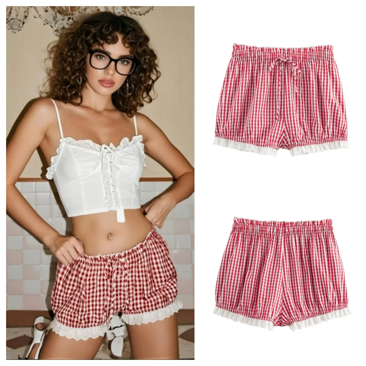 Taop&Za2025 Women's Shorts Elastic Waist Drawstring Design with Lace Trim Comfortable and Stylish for Summer Wear
Taop&Za2025 Women's Shorts Elastic Waist Drawstring Design with Lace Trim Comfortable and Stylish for Summer Wear