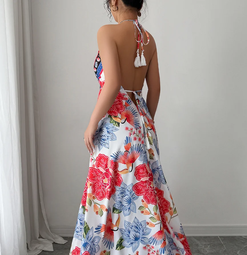 Vacation Printed Halter Dress In Summer Wear Lace Up Minimalist Style Clothing Women's Loose Waist Casual Backless Sexy Dresses
Vacation Printed Halter Dress In Summer Wear Lace Up Minimalist Style Clothing Women's Loose Waist Casual Backless Sexy Dresses