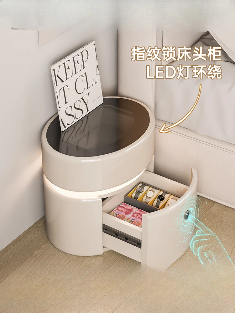 Bedside table intelligent lockable safe integrated light luxury cream air bedroom small bedside storage cabinet new model
Bedside table intelligent lockable safe integrated light luxury cream air bedroom small bedside storage cabinet new model